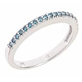 31PrtglXtDL. SL160  14k White Gold Blue Pave Set Diamond Wedding Anniversary Band Ring (0.2 Cttw, SI Clarity)