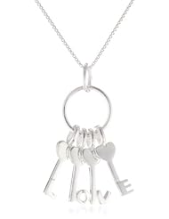 Sterling Silver Four Key Charm Neck "LOVE" Pendant Necklace, 18"