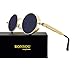 Ronsou Steampunk Style Round Vintage Polarized Sunglasses Retro Eyewear UV400 Protection Matel Frame golden frame/gray lens