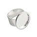 Bright Silver Plated Pewter Patera Large Round Bezel Adjustable Ring