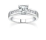 0.83 CT ASSCHER DIAMOND 18K WHITE GOLD RING NEW