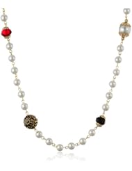 Signature 1928 Gold-Tone Simulated Pearl Color Accent Beaded Necklace, 42"
