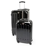 Swiss Case 28" Spinner BLACK Suitcase + FREE Carry-on luggage set