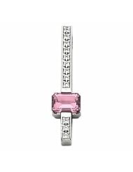 14K White Gold Emerald Cut Pink Sapphire and Diamond Pendant -- LIFETIME WARRANTY