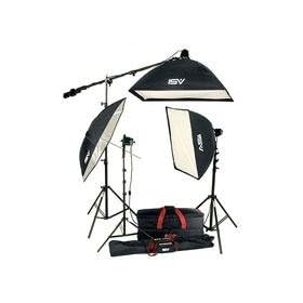 Smith Victor K45 1800-Watt Professional Quartz Studio Lighting Kit with 3 765-UM 600w Lights, Softboxes, Umbrella, Boom Arm, Stands & Cases