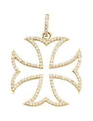 14K Yellow 3/4 Ct Tw Diamond Maltese Cross Pendant 34.00mm X 25.50mm