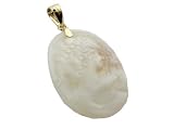 Small Pink Mother Of Pearl Lady Victoria Cameo Pendant, 14k Gold