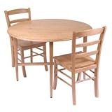 31PsetItGQL. SL160  3pcs Round Drop Leaf Dining Table with 2 Ladder Chairs Set
