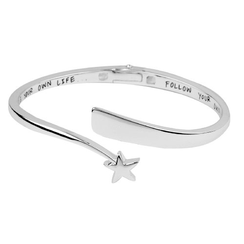 Sterling Silver “Live Your Own Life Follow Your Own Star” Hinged Bracelet