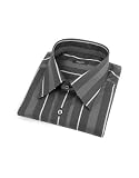 Bagutta Black and Gray Striped Cotton Italian Dress Shirt