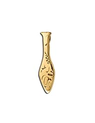 14K Yellow Gold Northwest Coast Native American Salmon Paddle Lg Pendant . Made in USA.