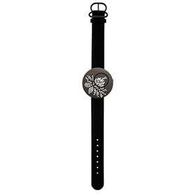 Cacharel - Montre Femme Acier Noir - CW737ZNY - Quartz Analogique - Pierres Blanche - Ronde - Bracelet Cuir Noir