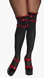 Std Size (Up to 12, 160 lbs) Women Red and Black Lace-top Thigh