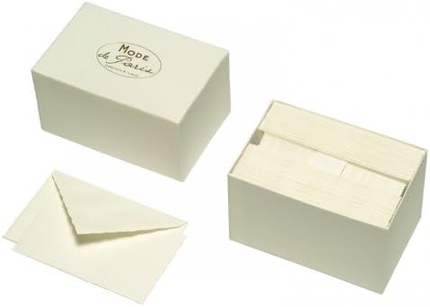 G. Lalo 923/00 Classic Art Deco Gift Box Mode de Paris Deckle-edge 300g Verge de France card stock 30 cards and 30 lined envelopes 3 3/4" x 6" White Sold in Packages of 2 Gift Boxes