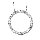 14K White Gold Diamond Circle Pendant - 2.00 Ct.