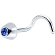 Sterling Silver Sapphire Cone Nose Ring Made with SWAROVSKI ELEMENTS