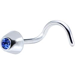 Sterling Silver Sapphire Cone Nose Ring Made with SWAROVSKI ELEMENTS