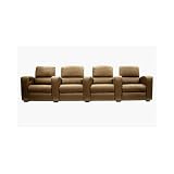 4 Seat Brown Leather Theatre Seating By Wholesale Interiors