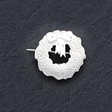 Sterling Silver Satin Finish Diamond Cut Wreath Pin
