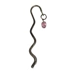 Amethyst Bookmark 01 Purple Oval Stone Gunmetal Wavy Metal Marker 3.4