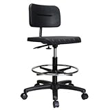 Perch Industrial Work Chair with Footring 22" - 32" (Hard Floor Casters)