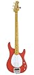 Ernie Ball Music Man Classic Collection Sterling 4 String Bass - Single Humbucker Coral Red Finished Birdseye Maple Neck White Pickguard
