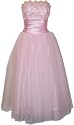 Strapless Tulle Prom Dress Holiday Formal Ball Gown Gold Embroidery