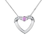 Pink Sapphire Heart Pendant with Diamonds in 10K White Gold with Chain