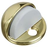 Floor Door Stop with Rubber Bumper, Solid Brass