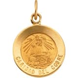 14k Yellow Gold Caridad Del Cobre Medal 12mm - JewelryWeb