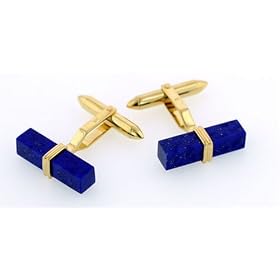 Handmade 18ct yellow gold cufflinks with lapis lazuli by 