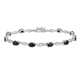 Sterling Silver Genuine Sapphire Oval Twist Link Bracelet w/ Diamond-Accent, 7.25"