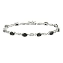 Sterling Silver Genuine Sapphire Oval Twist Link Bracelet w/ Diamond-Accent, 7.25"