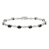 Sterling Silver Genuine Sapphire Oval Twist Link Bracelet w  Diamond-Accent, 7.25