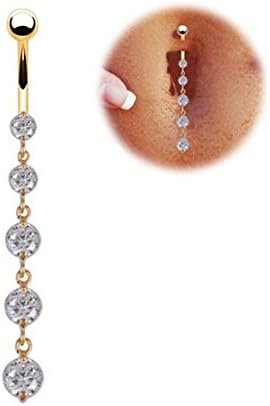 Top Down 18k Gold Plated Tear Drop Stainless Steel Belly Navel Piercing Barbell Ring