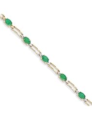 14k Diamond And Emerald Oval Bracelet, Best Quality Free Gift Box Satisfaction Guaranteed