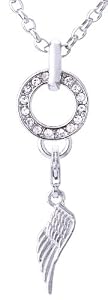 Morella Edelstahl Charms Halskette 70 cm mit Charms Anhänger Engelsflügel in Geschenkbox