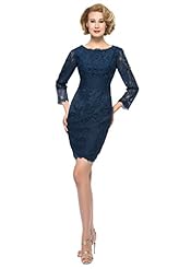 Long Sleeves Spring Summer Fall Lace Short Sheath Mother-of-the-Bride Dress 