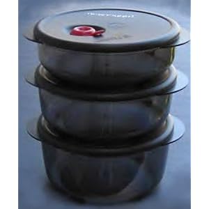 Tupperware 3 Pc Vent N Serve Round Set by