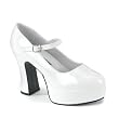 Women's WIDE WIDTH SHOES 4 Inch Sexy White Patent Mary Jane Platform Shoe