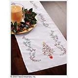 Bucilla Christmas Holly Table Runner Stamped Embriodery-14 Inch X44 Inch