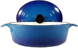 FancyCook Enamel Cast Iron Blue Oval Dutch Oven 3 3/4-Qt.Spring Super Sale!