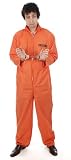 orange convict prisoner hannibal overalls jumpsuit new one size adult mens fancy dress costume