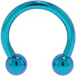 Grade 23 Titanium Teal 7/16 Inches Horseshoe - 5mm Balls