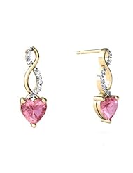 Created Pink Sapphire 14kt Yellow Gold Earrings