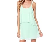 Sexy Sleeveless Spaghetti Strap Spring Summer Backless Chiffon Mini Dress 