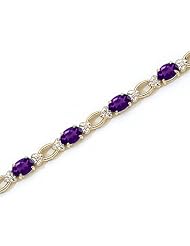 14k Yellow Gold Natural Amethyst And Diamond Tennis Bracelet