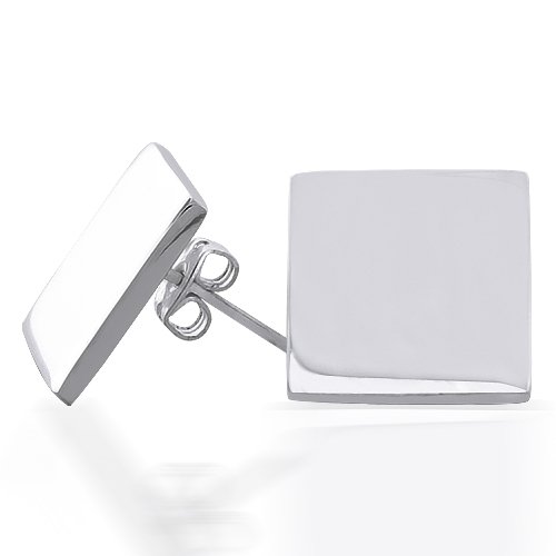 Bling Jewelry Sterling Silver Square Stud Earrings Engraveable [Jewelry]