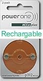 PowerOne ACCU plus Size 312 Rechargeable Hearing Aid Batteries