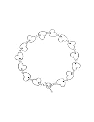 Sterling Silver Heart Link Amethyst 8" Bracelet